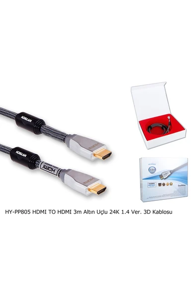 İMEXTECH HY-PP805 HDMI TO HDMI 3m Altın Uçlu 24K 1.4 Ver. 3D Kablosu ürün görseli 1