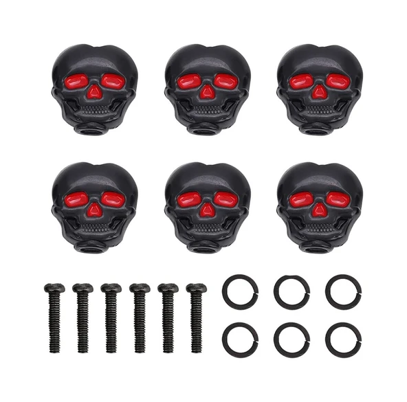 Siyah Kuru Kafa Gitar Akort Burgu Başlığı - Skull Tuner Knob (6'lı Set) ürün görseli 1