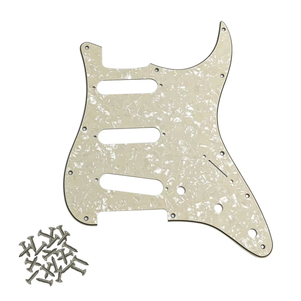 Stratocaster ST Kasa Elektro Gitar Pickguard 3 Katmanlı 11 Delikli Beyaz Krem Desenli ürün görseli 1
