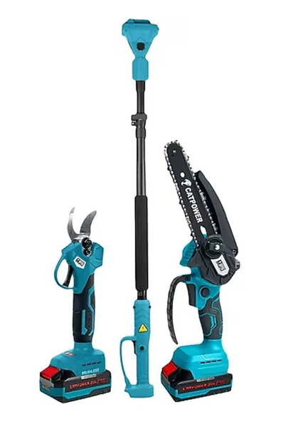 CATPOWER EL ALETLERİ CATPOWER KÖMÜRSÜZ AKÜLÜ 2 Lİ SET DAL BUDAMA VE ZİNCİRLİ TESTERE (TELESKOPİK UZATMA) 20V 2.0Ah ürün görseli 1