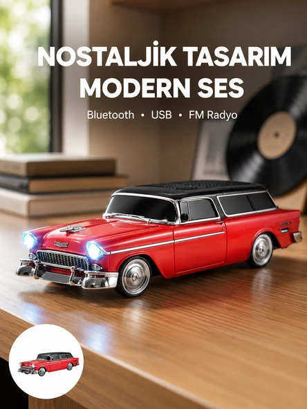 Taşınabilir Klasik Araç Tasarımlı Hoparlör ürün görseli 1