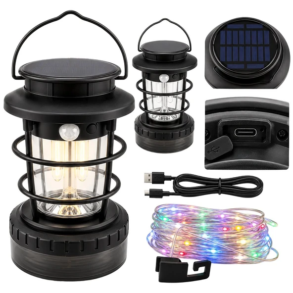 Powermaster HOP-8819 Solar Panelli Sensörlü Kamp Lambası - Resim 3