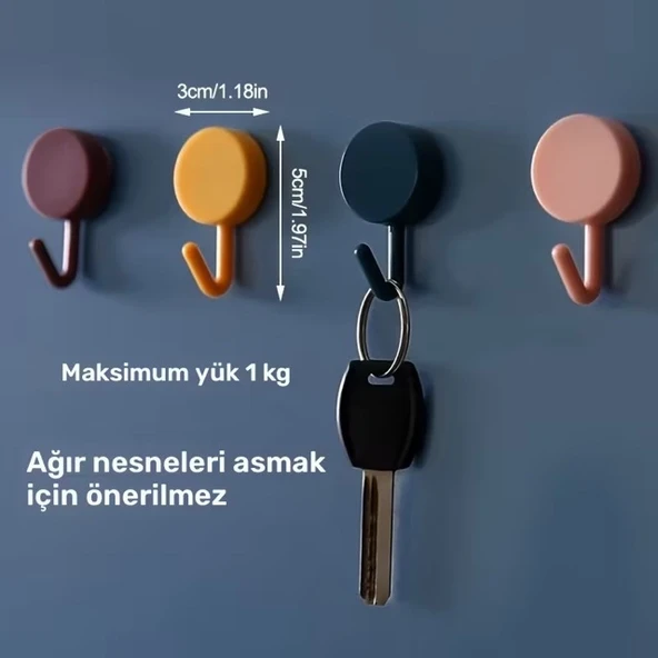 Kendinden Yapışkanlı Renkli Duvar Askısı (10lu Set) - Resim 7