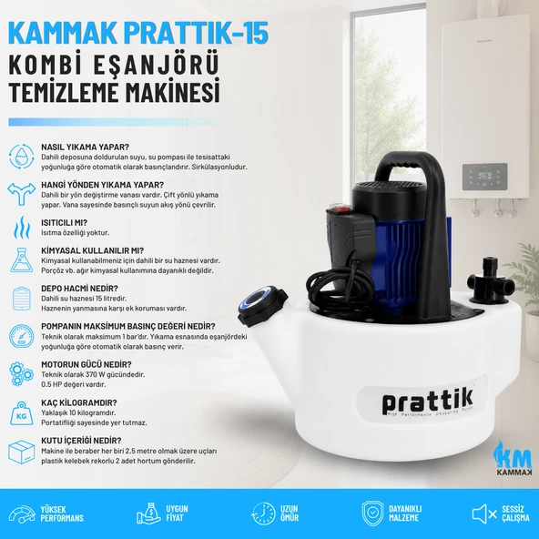 Kammak Prattik-15 Kombi Eşanjör Temizleme Makinesi ürün görseli 1