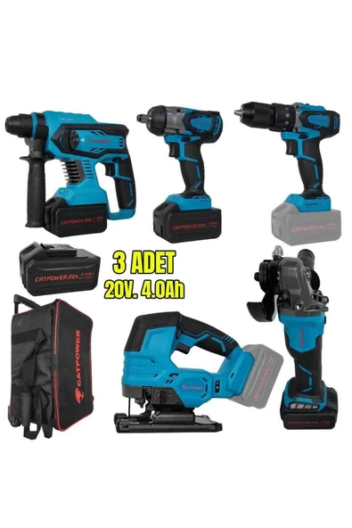 CATPOWER EL ALETLERİ CATPOWER KÖMÜRSÜZ AKÜLÜ SET: DARBELİ VİDALAMA / KIRICI-DELİCİ / AVUÇ TAŞLAMA / SOMUN SIKMA / DEKUPAJ ürün görseli 1