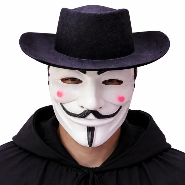 Vendetta Maske ve Şapka Seti – Anonim Stil Parti Maskesi ürün görseli 1