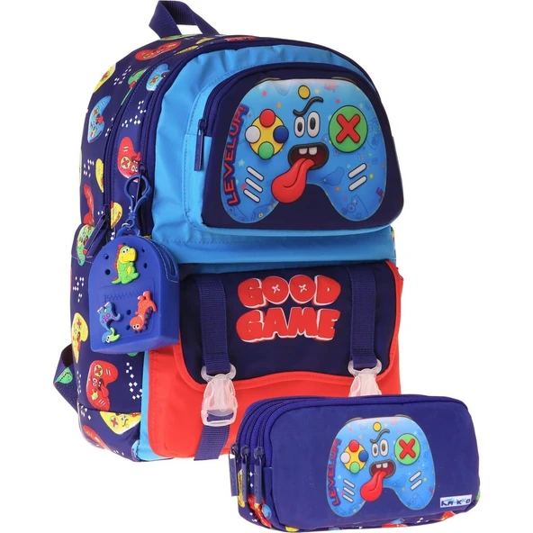 Kids Good Game Lacivert - Kırmızı Erkek Çocuk Ilkokul Sırt Çantası ve Kalem Çantası Seti - SETKK-L5389C ürün görseli 1