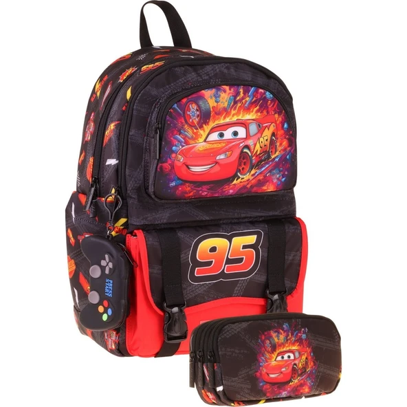 Kids Rust Eze Kırmızı - Siyah Erkek Çocuk Ilkokul Sırt Çantası ve Kalem Çantası Seti - SETKK-L5399C ürün görseli 1