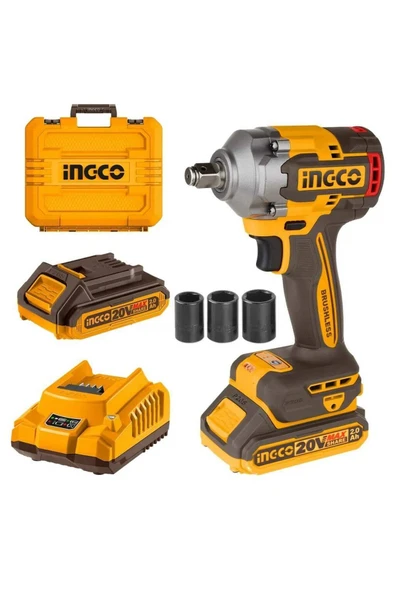 Ingco Lİ-İON AKÜLÜ SOMUN SIKMA 1/2 ''20V 4.0 AH + Lİ-İON AKÜ VE ŞARJ CİHAZI SETİ 20V 4.AH (ING-FBCPK1424E) ürün görseli 1