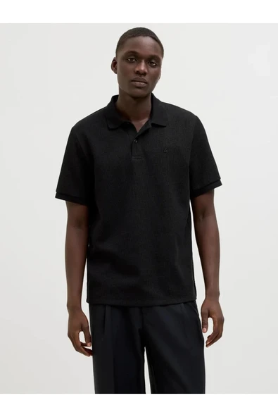 Jack&Jones 12268130 Yakali Erkek Tshirt - Siyah ürün görseli 1