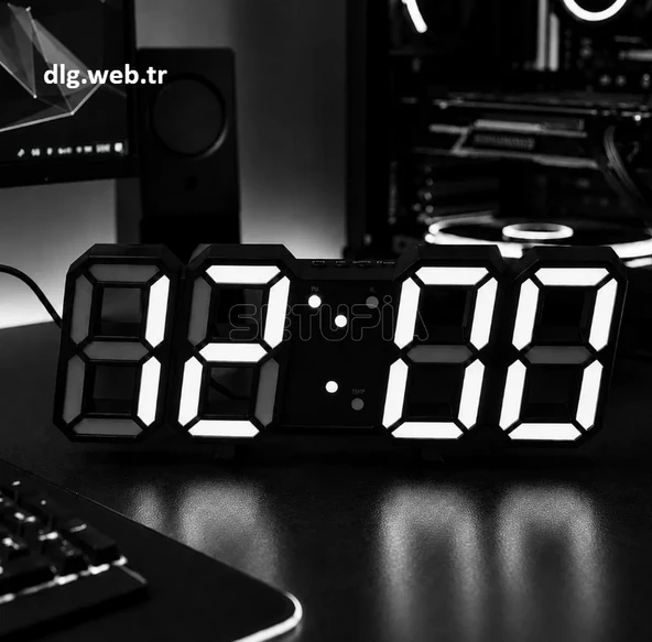 DLG Akıllı LED Dijital Çift Alarmlı Ayarlanabilir Saat Gece Işığı Siyah - Beyaz ürün görseli 1