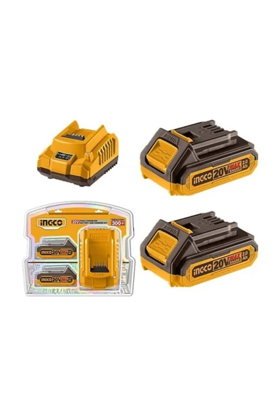 Ingco Fbcpk1222e Li-ion Akü Ve Şarj Cihazı Seti 20v 2.0ah ürün görseli 1