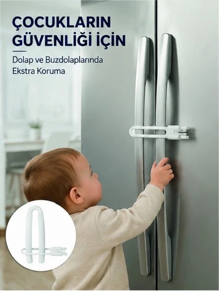 4 Adet Dolap Kapak Kilidi Ev İçi Güvenlik İçin Pratik Koruma Seti Yeni Nesil ürün görseli 1