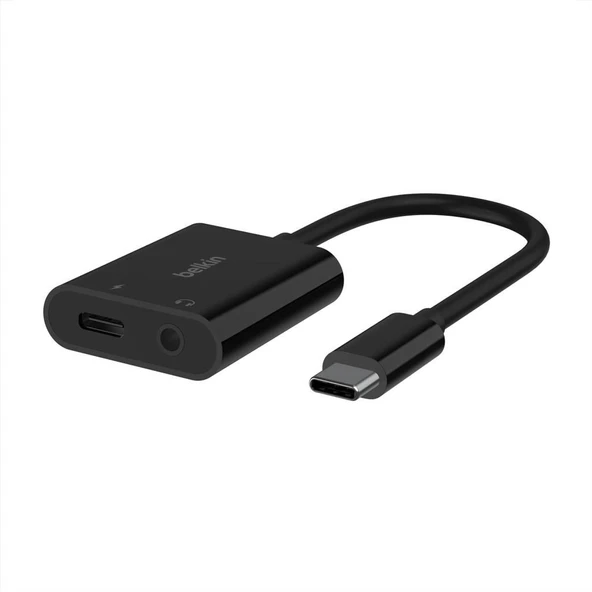 Belkin RockStar USB-C Şarj Adaptörlü 3,5 mm Ses, iPad Pro, Galaxy, Note, Google Pixel, LG G6, Sony Xperia, OnePlus ve Daha Fazlası ile Uyumlu USB-C Ses Adaptörü - Siyah Outlet ürün görseli 1