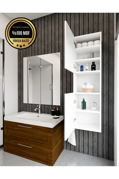 rafineritasarım LİSA Banyo Dolabı Duvara Monte Raflı MDF ürün görseli 1