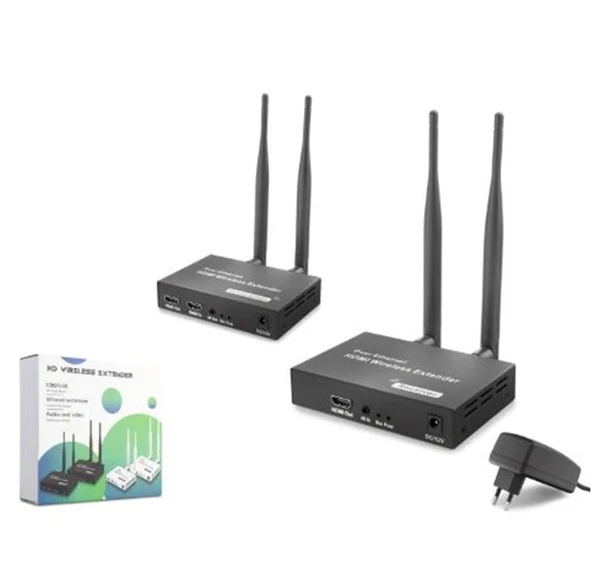 HADRON HDX1444 Kablosuz HDMI Görüntü Aktarım Seti Loop-Out IR 1080p 200 m Siyah ürün görseli 1