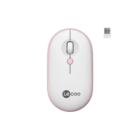 Lenovo Lecoo WS212 USB Kablosuz Beyaz&Pembe 4 Tuş Mouse ürün görseli 1