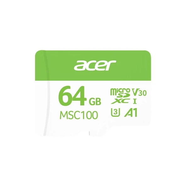 Acer MSC100 64GB microSD U3 V30 A1 Aksiyon Kamera & Güvenlik Kamerası Uyumlu ürün görseli 1