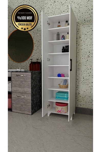 rafineritasarım Long 2 Kapaklı Raflı Çok Amaçlı Dolap Banyo Balkon Kiler Mdf ürün görseli 1