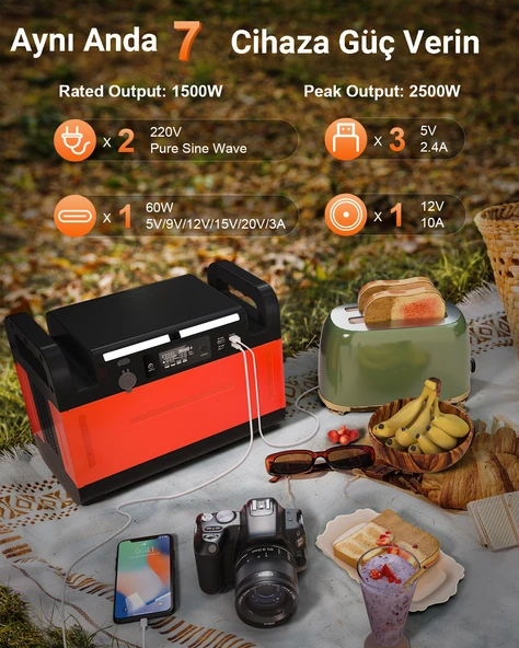 Cepini GT-1200 Taşınabilir Güç Istasyonu 1210WH 1500W ürün görseli 1