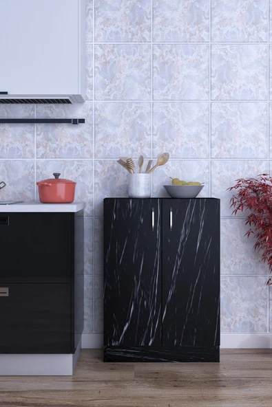 rafineritasarım Çok Amaçlı Mdf Dolap Raflı Kapaklı Mutfak Balkon Banyo ürün görseli 1