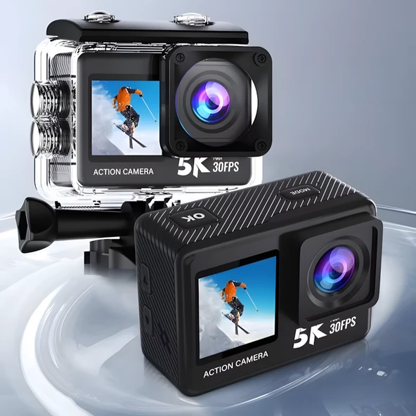 İdragon AT-S81TR 5k Aksiyon Kamera 4K 60FPS Wifi Çift Ekran 48MP Eıs Stabilizasyon Su Geçirmez Spor Kamera ürün görseli 1
