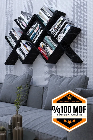 rafineritasarım Mdf Kitaplık Bölmeli Raflı Dekoratif Tasarımlı ürün görseli 1