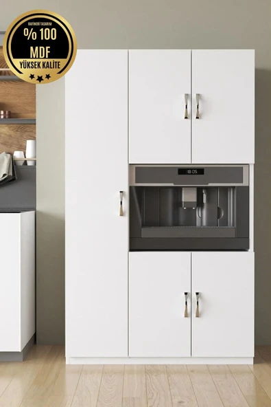 rafineritasarım Atlas Mdf 5 Kapaklı Beyaz Çok Amaçlı Mutfak & Banyo Dolabı Kiler ürün görseli 1