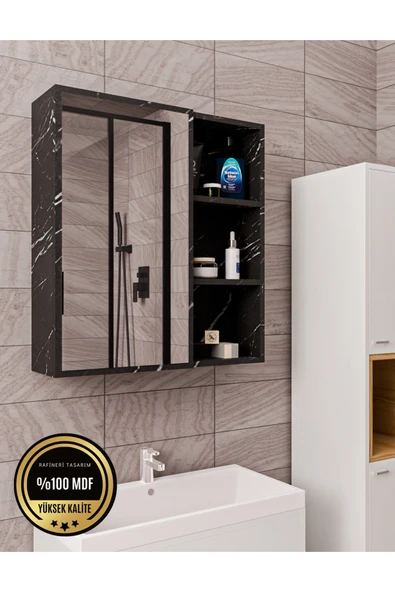 rafineritasarım DALİN TEK KAPAK AYNALI BANYO DOLABI RAFLI MDF ürün görseli 1