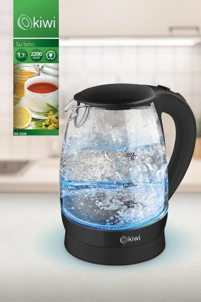 KK-3328 Cam Su Isıtıcı Kettle Siyah 1.7 Lt 2200W ürün görseli 1