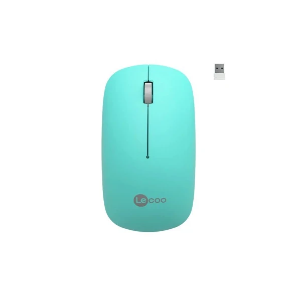 Lenovo Lecoo WS214 Kablosuz 1200DPI 3 Tuşlu Optik Mouse Turkuaz ürün görseli 1