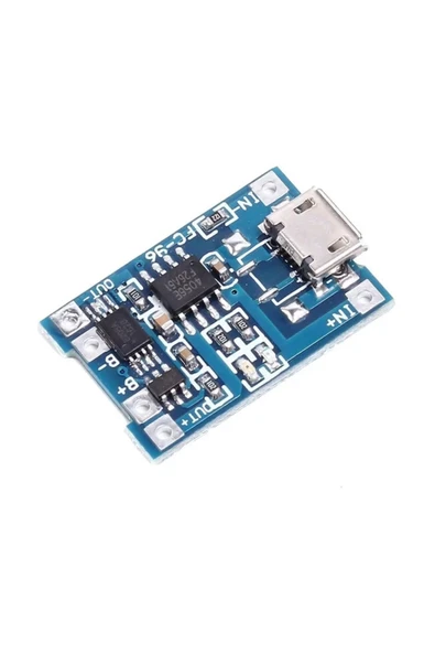 TP4056 Micro Usb Korumalı Lityum Lipo Batarya Şarj Modülü Devresi ürün görseli 1
