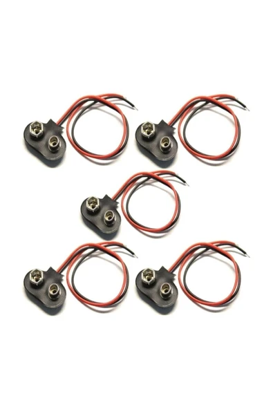 5 Adet - 9v Pil Başlığı Bağlantı Kablosu Jack Soket 9volt ürün görseli 1