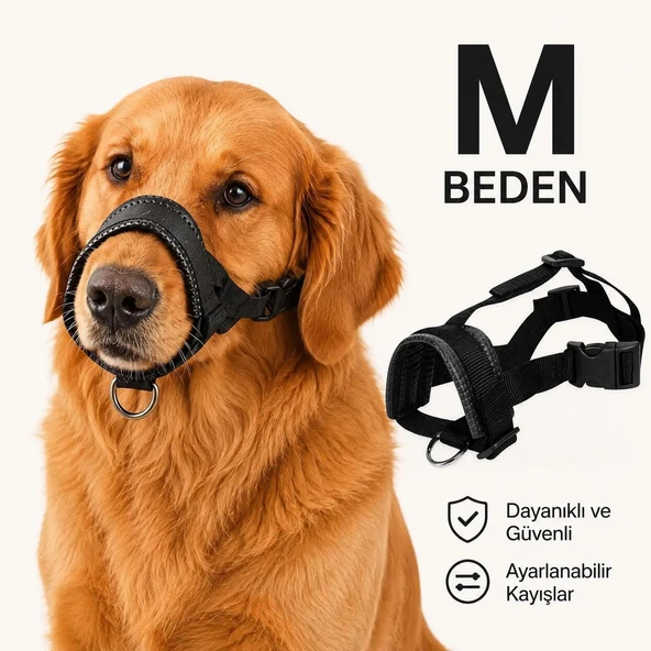 Valkyrie M Beden Köpek Ağızlığı Ayarlanabilir Nefes Alabilir Isırma Önleyici Yumuşak Pedli  Siyah ürün görseli 1