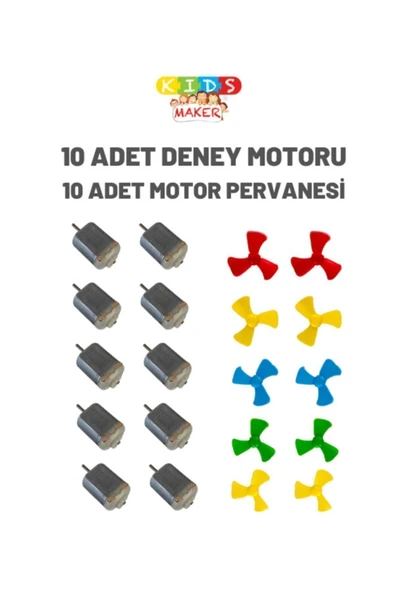 10 Adet Deney Motoru ( Dc Motor ) + 10 Adet Deney Motoru Pervanesi ürün görseli 1