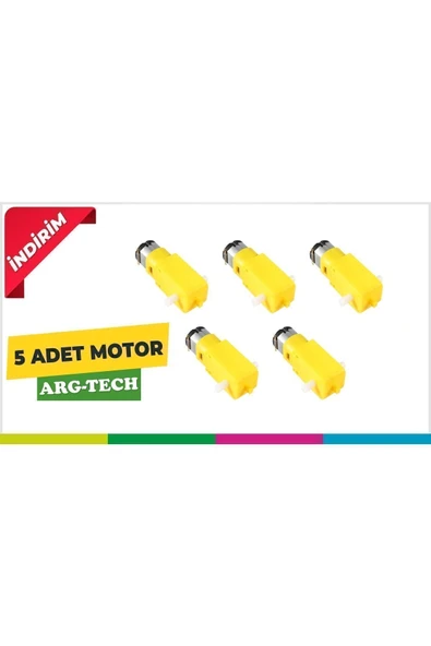 5 Adet Plastik Redüktörlü Motor - Dc 6 V / 200 Rpm / Dc Motor / Sarı Motor ürün görseli 1