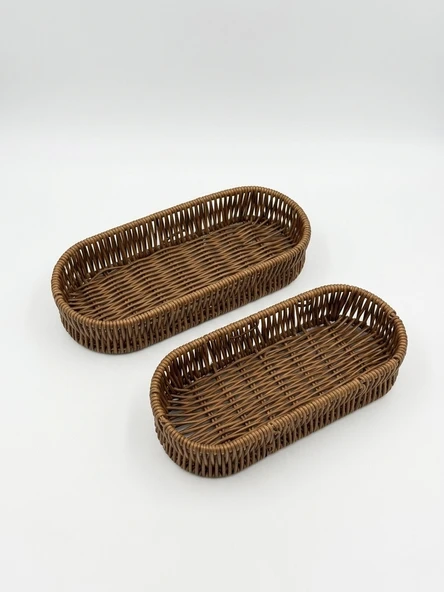 Hasır 2'li Set Oval Organizer Kaşıklık ve Çatal Bıçak Sepeti ürün görseli 1