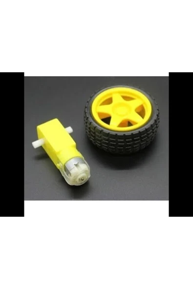 Arduino Robot Tekerlek ve DC Motor Seti - Redüktörlü Motor 250 rp ürün görseli 1