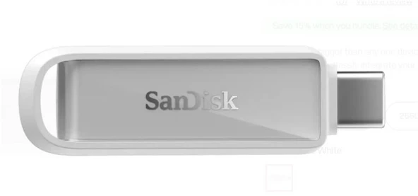 Sandisk SDIXS0N-128G-GN6NE 128GB Phone Drive with USB-C-128GB (Arctic White) Flash Bellek ürün görseli 1