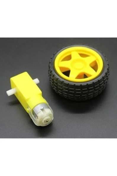 8 Adet - Arduino Robot Tekerlek Ve Dc Motor Seti 250Rpm Dc Motor ürün görseli 1