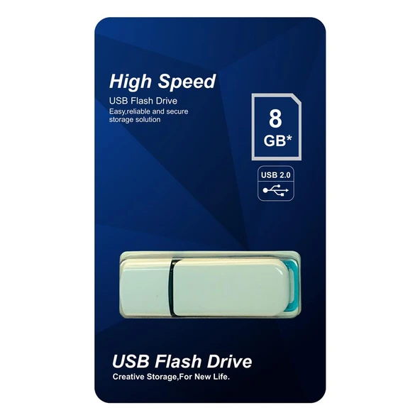 Elba 8GB Plastik Beyaz-Mavi 2.0 USB Flash Bellek ürün görseli 1