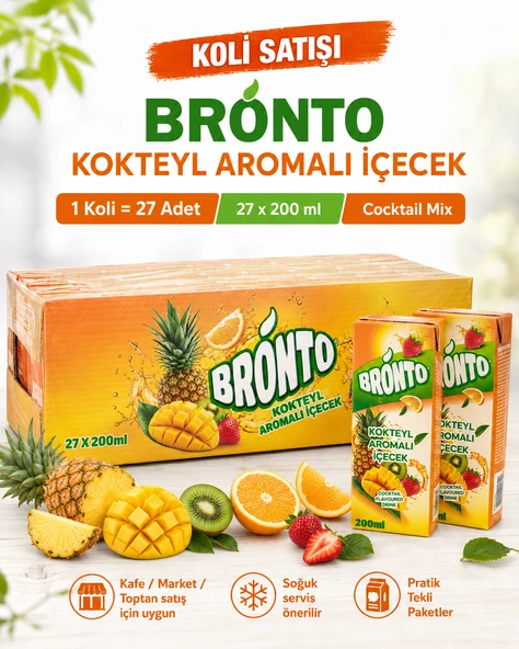 Bronto Kokteyl Aromalı İçecek 200 ml x 27 Adet (Koli) ürün görseli 1