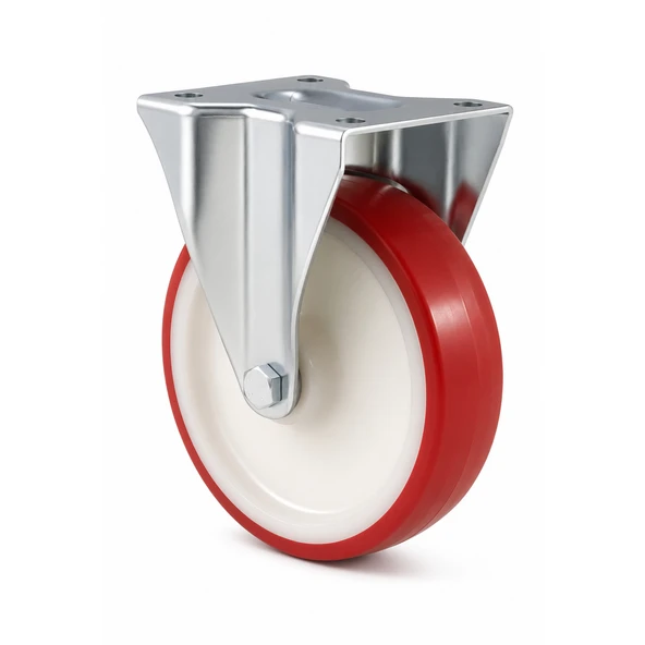 Sabit Tablalı Poliamid Tekeri 200x50 mm Kırmızı Rulmanlı Endüstriyel Makine Mobilya Teker 1 Adet ürün görseli 1