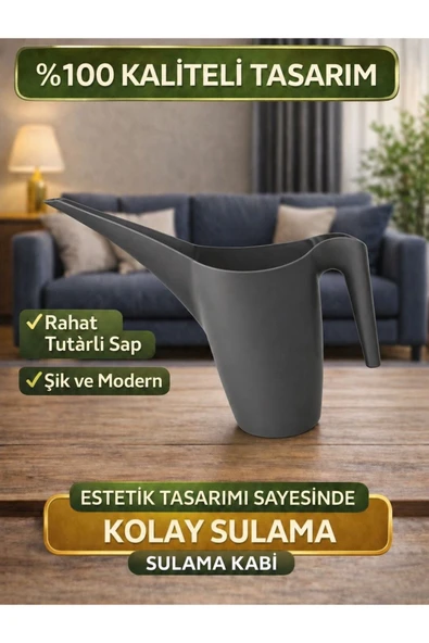 Bitki Sulama Kabı 1 Litre / Çiçek , Bitki Ve Bahçe Sulama Kabı Antrasit Renk ürün görseli 1