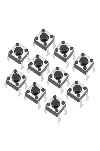 Push Button 6x6x6 mm 4 Pin Push Buton 10 Adet ürün görseli 1