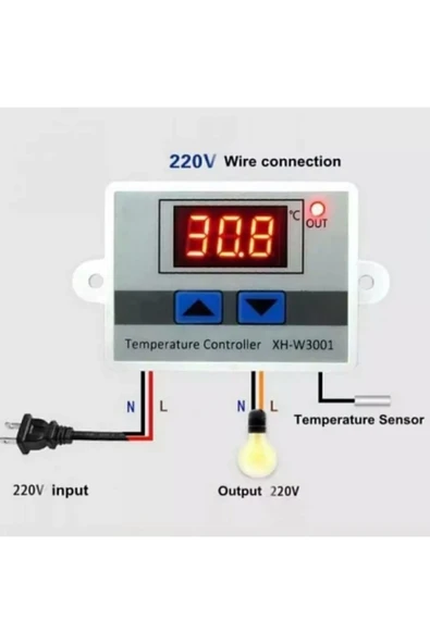 Xh-w3001 220 V Dijital Kontrol Sıcaklık Termostat Akvaryum Kuluçka Termostat Sıcaklık Kontrol Cihazı ürün görseli 1