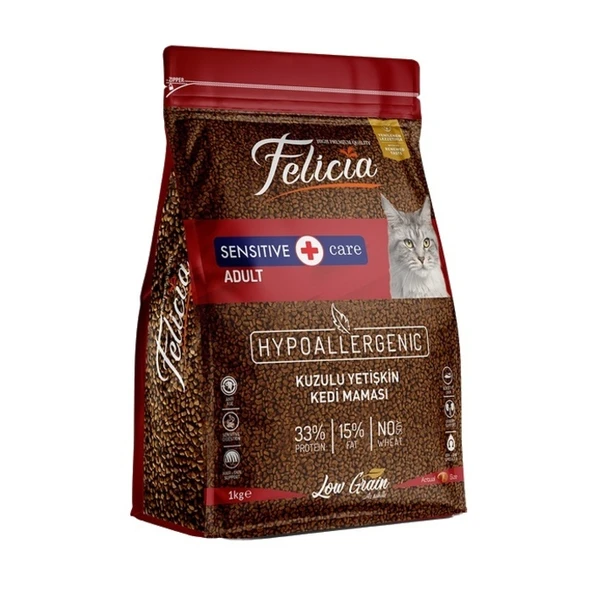 Felicia Felicia Az Tahıllı Yetişkin Kuzulu Hypo Allergenic Kedi Maması 1 Kg ürün görseli 1