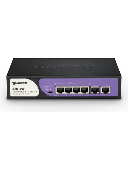 BDCOM S1000-4P2F 4 Port Poe 2 Port Uplink Yönetİlemez 60W PoE Swİtch ürün görseli 1