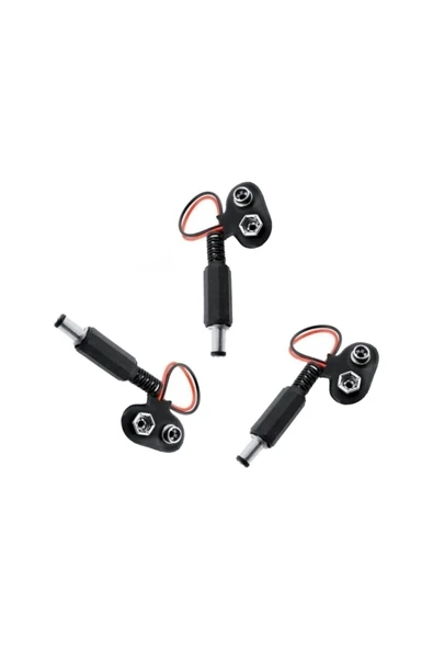 3 Adet - Uyumlu Jaklı 9v Pil Bağlantı Kablosu 9 Volt Pil Başlığı Jack Battery Connector ürün görseli 1