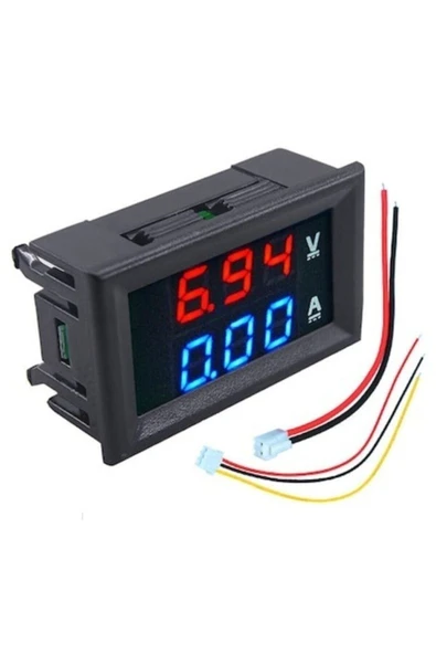 Dual Voltmetre Ampermetre Volt Akım Ölçer Dc 0-100v 10a Kırmızı-Mavi, Voltmetre, Ampermetre ürün görseli 1
